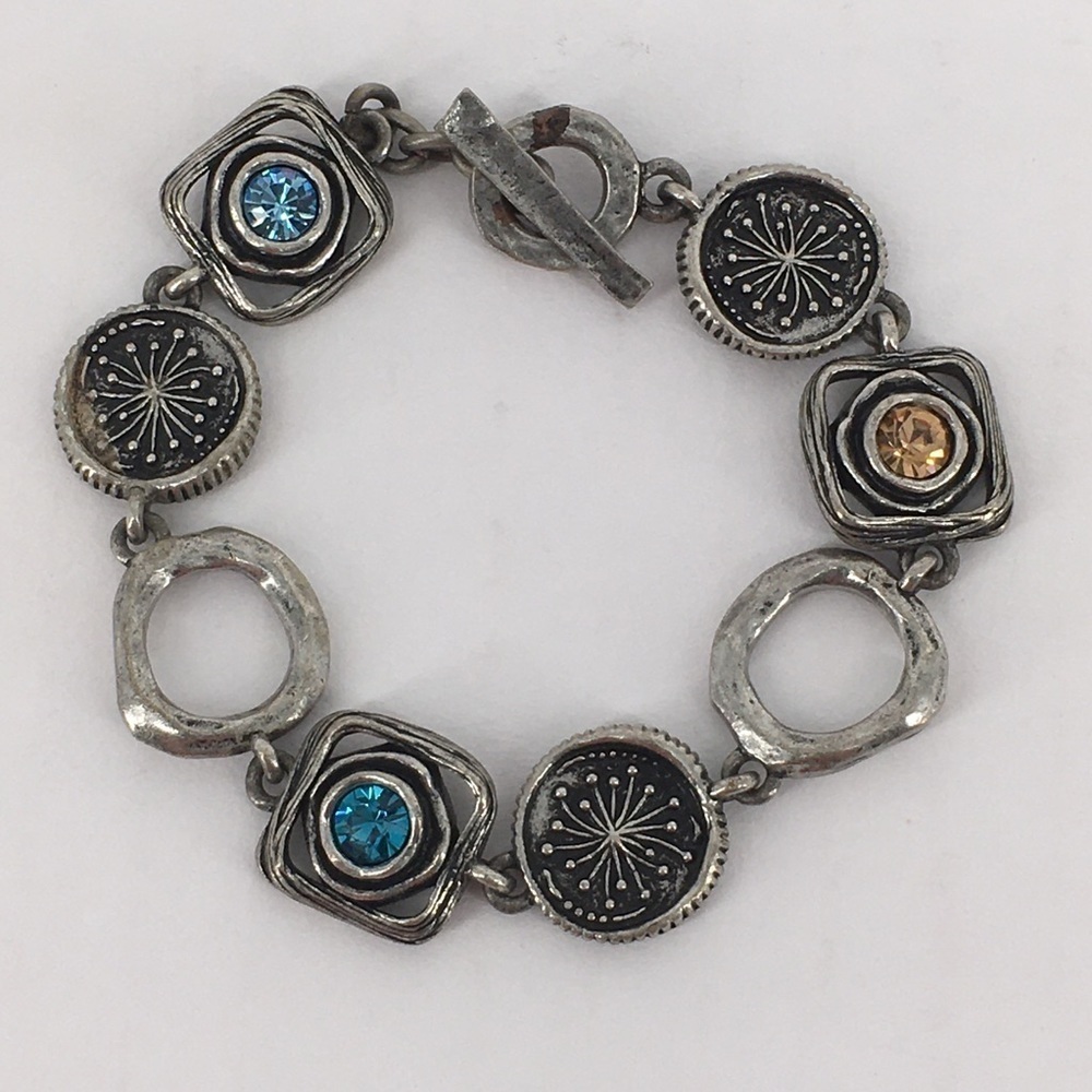 M4M Vintage Blue & Amber Stone Toggle Bracelet